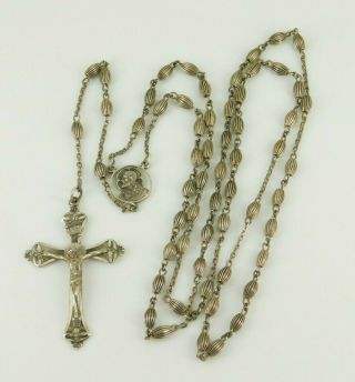 Vintage Sterling Silver Rosary Necklace 37.  5 " Long