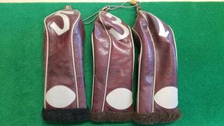 Jkhc557/ Vintage 1,  3,  5 Wood Head Cover Old Leather