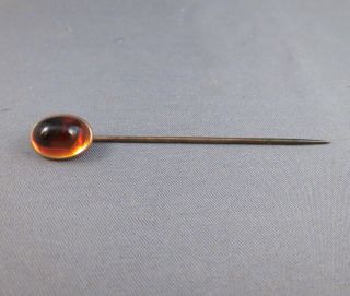 Vintage 14k Gold Ladies Stick Pin W/ Amber Colored Stone