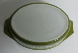 VINTAGE GREEN PYREX SPRING BLOSSOM 2.  5qt Oval Deep Casserole Dish w/Cover 045 5