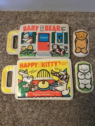 Vintage Johnson & Johnson 1982 Baby Bear 1983 Happy Kitty Wipe Book