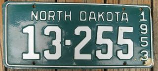 Vintage North Dakota License Plate 1953 13 - 255