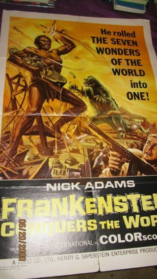 Frankenstein Conquers The World Movie Poster Vintage 27 " X 40 "