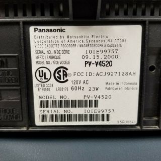 Panasonic PV - V4520 4 Head Hi - Fi | VHS VCR Player Recorder | w/ Remote & AV Cable 4