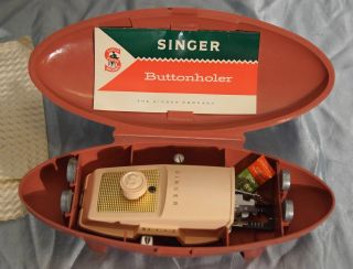 Vintage Salmon Pink Clamshell Singer Buttonholer Attachment For Model 603