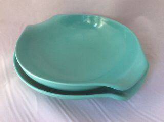 Pair Serving Bowls - 1 Vtg Russel Wright Residential 1 Unmarked Turquoise Blue G10