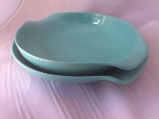 Pair Serving Bowls - 1 Vtg Russel Wright Residential 1 Unmarked Turquoise Blue G10 3