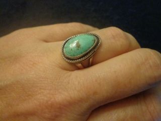 Vtg Navajo Sterling Silver Turquoise Old Pawn Dead Pawn Ring
