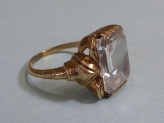 Vintage 10k Gold Ring W/ Glass Stone - Size 5.  5 / 5 3/4,  4.  0g