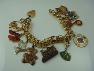 Vintage Women Of The Moose With 12 Gold Tone Charms 6 1/2 " Long