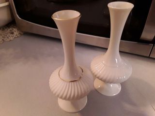 Lenox Ivory Porcelain 7 " Bud Vases Set Of 2 Vintage U.  S.  A.  Markings