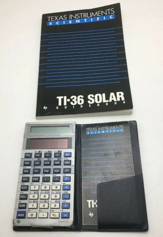 Texas Instruments Ti - 36 Solar Calculator Vintage With Manuals