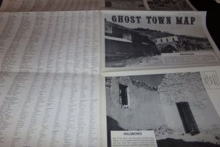 Vintage Ghost Town Map Of Mexico Mogollon Hillsboro Kingston Golden 1961