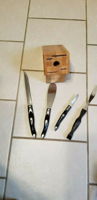 Cutco 4 Piece Knife Set With Block 1726 1720 1768 1729 Vintage