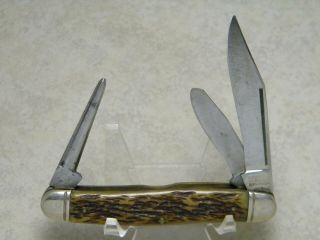 Vintage Kutmaster Utica Ny Usa Bone Punch Blade Stockman Knife