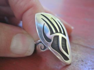 Vintage Hopi Native Sw Sterling Silver Overlay Ring Size 9 Signed Nt