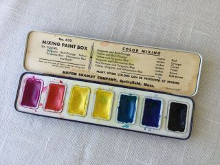 Vintage Watercolor Paints Cute Milton Bradley Tin Art Painting Supplies