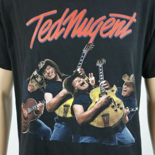 Ted Nugent Shirt Shut Up & Jam Vintage 2 - Sided Black Promo Shirt 2014 Large