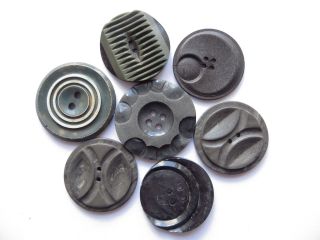 1930s Assorted Vintage Med Art Deco Grey Coat Collectible Buttons - 25 To 28mm