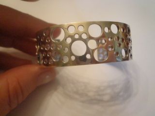 Vtg Sterling Silver 925 Brutalist Modernist Style Cuff Bracelet Signed Elle