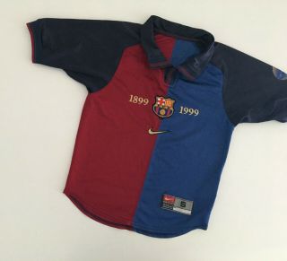 Barcelona Fc 1999/00 Home Football Shirt Youth S Nike Vintage Soccer Jersey