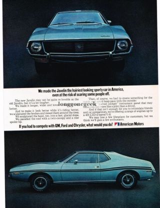 1970 Amc Javelin Blue Vtg Print Ad