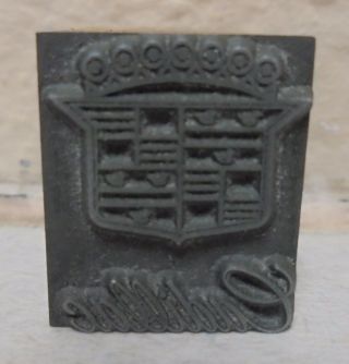 Vintage Cadillac Car Emblem Metal & Wood Letterpress Printing Block Type