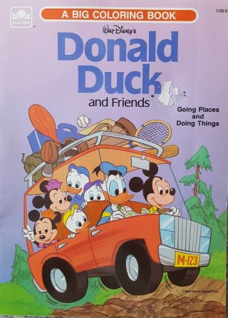 Vtg Golden Donald Duck And Friends Big Coloring Book Walt Disney Camping