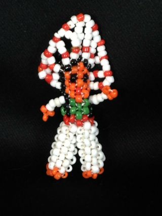 Vintage Native American Indian Seed Bead Doll Pendant Handmade Tourist Souvenir