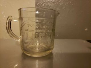 Vintage Fluffo Advertising Glass Measuring Cup 1 Spout