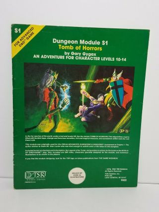 Vintage 1981 Tsr Ad&d Dungeon Module S1 Tomb Of Horrors,  9022