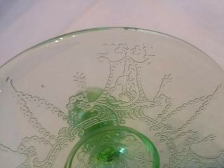 1 VINTAGE GREEN CAMEO - BALLERINA CANDLESTICK - HOCKING GLASS CO.  1930 - 34 3
