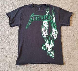 Metallica Vintage Skull Shirt Size Medium Black Green 2011 Band Tee