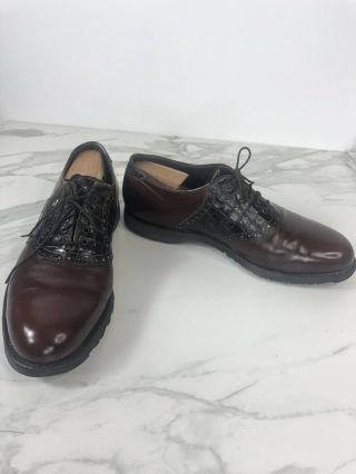 Vintage Footjoy Men’s Classics Spikeless Walking Golf Shoes Brown Usa Sz 11.  5 D