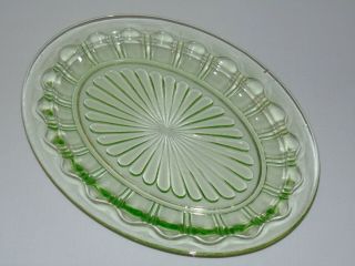 Vintage Hocking Depression Glass Colonial Knife & Fork Green 12 " Oval Platter