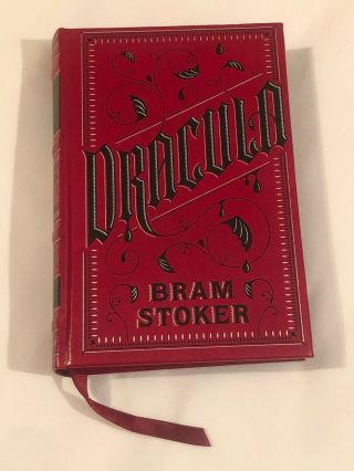 Dracula By Bram Stoker Leather Bound Deluxe Collectible With Ribbon Bookmark