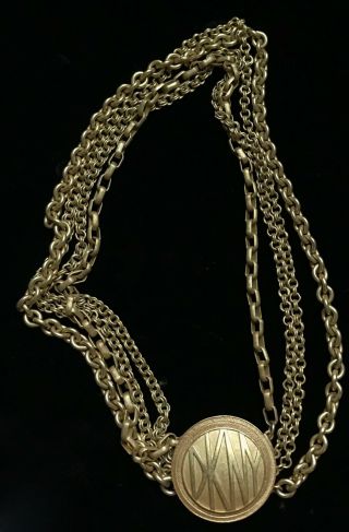 Vtg Dkny Gold Tone Multi Strand Necklace Signed 18 " M625