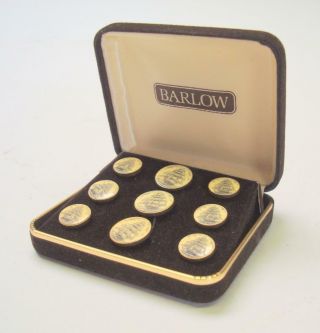 Vintage Barlow Clipper Ship Buttons Set Of 9 With Case