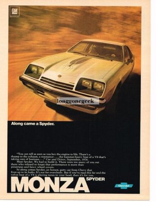 1976 Chevrolet Chevy Monza Spyder White 2 - Door Coupe Vtg Print Ad