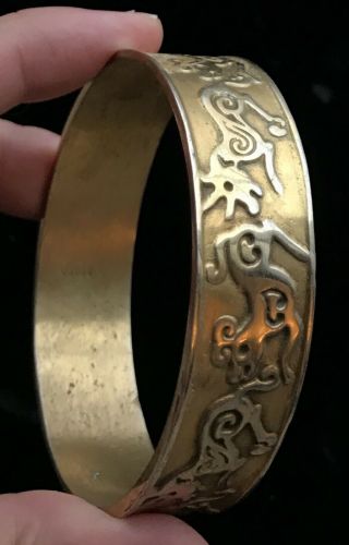 Vtg Mma Metropolitan Museum Of Art Gold Tone Bangle Bracelet Signed 8 1/2 " M625