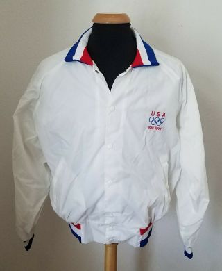 Vtg Olympic Usa 1988 Team Jacket Mens Large 44 - 46 Snap Front Pla - Jac Dunbrooke