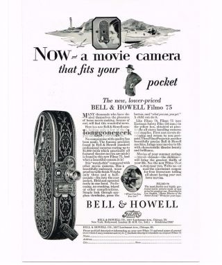 1928 Bell & Howell Filmo 75 Movie Camera Vtg Print Ad