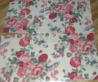 Vintage Eddie Bauer Home King Pillowcases Cottage Chic Tan Red Floral
