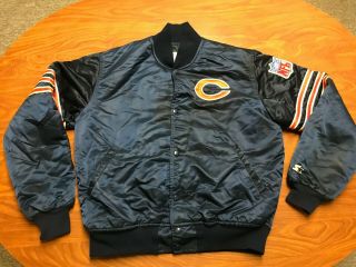 Mens Vintage Starter Chicago Bears Button Up Satin Football Jacket Size Medium