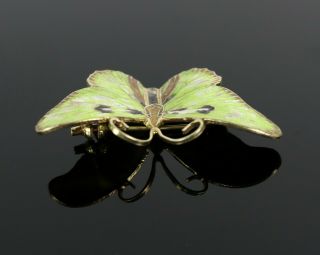 Vintage.  925 Sterling Silver Lime Green Enamel Butterfly Insect Brooch Pin 5.  2g 4