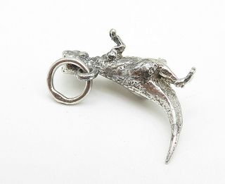 925 Sterling Silver - Vintage Petite Sculpted T - Rex Dinosaur Drop Pendant - P6764 3