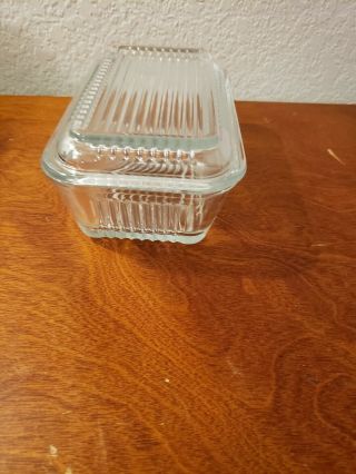 Vintage Pasabahce Clear Ribbed Glass Refrigerator Dish butter cheese 3