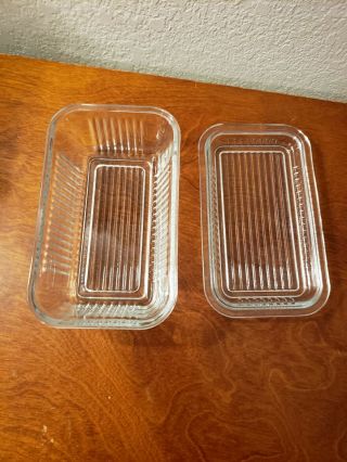 Vintage Pasabahce Clear Ribbed Glass Refrigerator Dish butter cheese 4