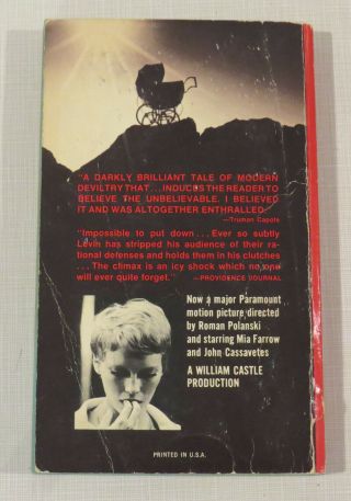 Rosemary ' s Baby,  by Ira Levin,  Dell paperback,  First printing,  1968 2