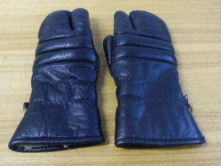 Mens Vintage Black Leather Lined Mittens Gloves Size L Ski Motorcycle Snowmobile